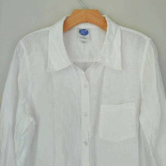 Diane Gilman Linen Button Down Shirt White Size Large - Picture 5 of 12